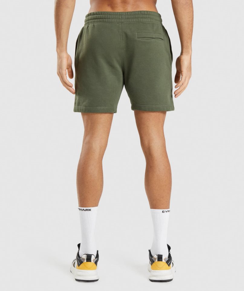 Men's Gymshark Crest Shorts Olive | CA 753016